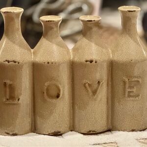 Ceramic LOVE Vase Set - Tan